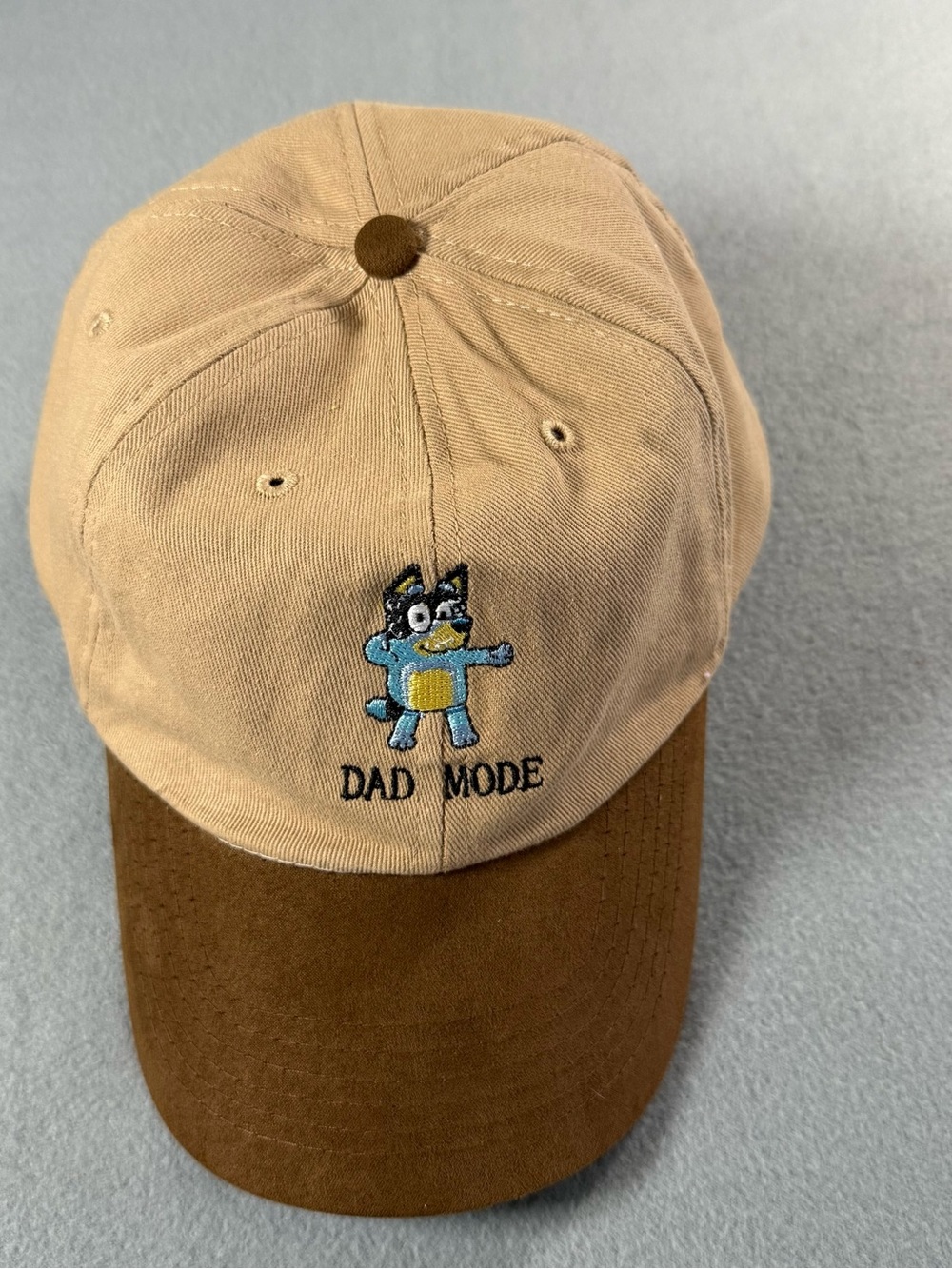 Bluey Dad Mode Baseball Hat Brown One Size Cotton Adjustable Breathable